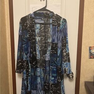 Creation Blue and Black Graphic cardigan